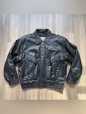 Vintage 90’s Gino Leathers Leather Padded Bomber Jacket
